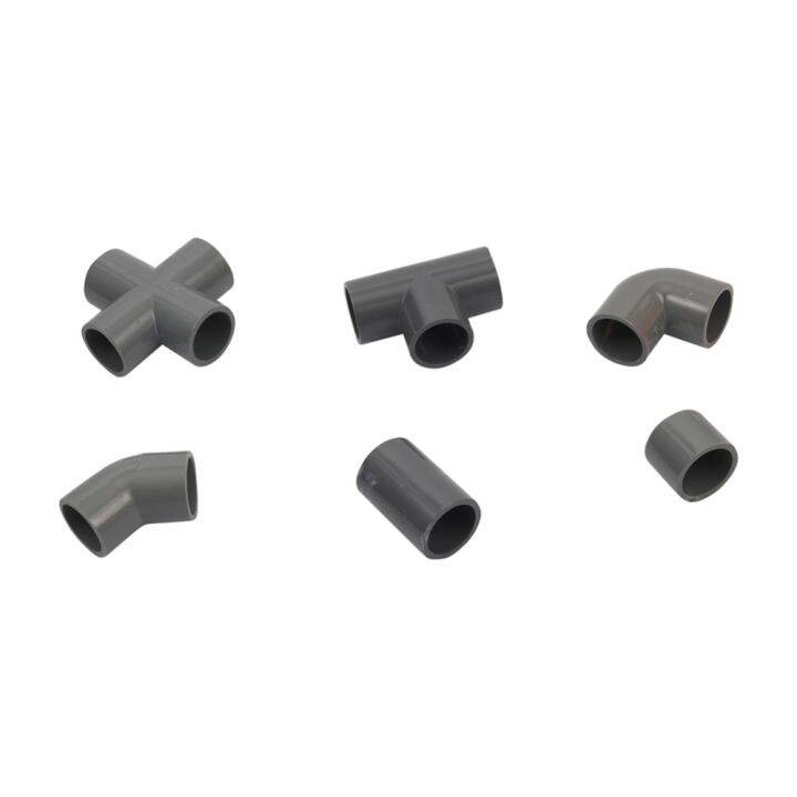 Grey ID 20mm PVC Pipe Connectors 45 90 Degree Elbow Connector Caps Tee ...