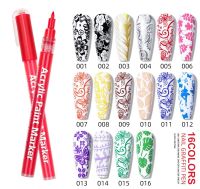 Parkson 1PC Graffiti Nail Polish Pen Gel Waterproof 16 Colors Art Painting Quick Air Drying LED UV Brush Liner Easy DIY Manicure