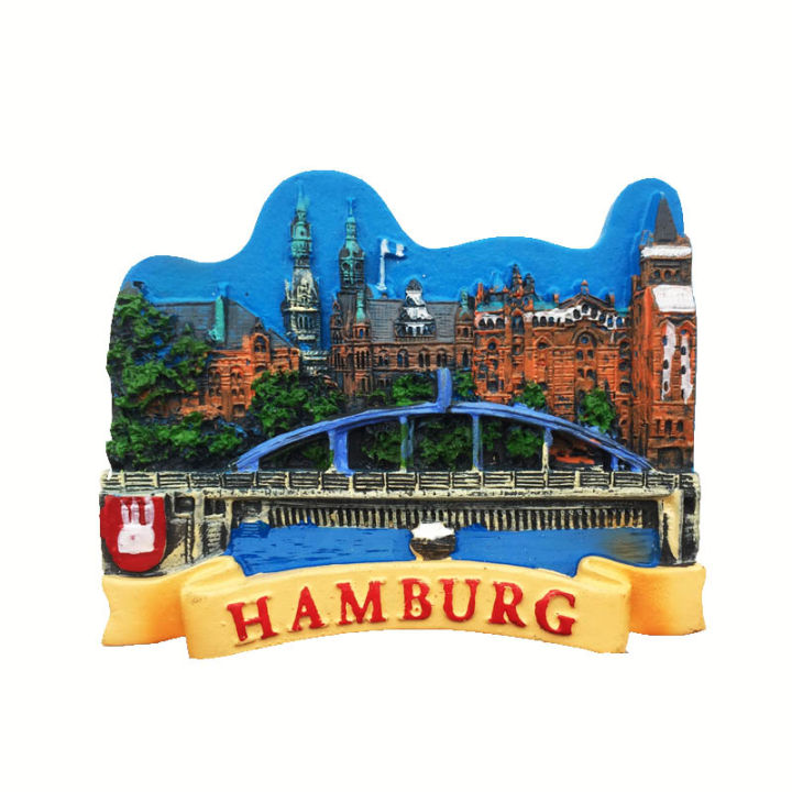 germany-hamburg-creative-tourism-landscape-memorial-gift-hand-painted-crafts-magnetic-sticker-fridge-magnet-power-points-switches-savers