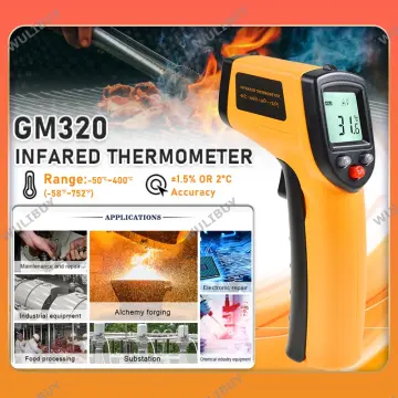 Infrared Thermometer Temperature Gun 50c ~380c Digital Laser Thermometer Gun  Ir Thermometer Temp Gun With Adjustable Emissivity & Max Min Avg Measure