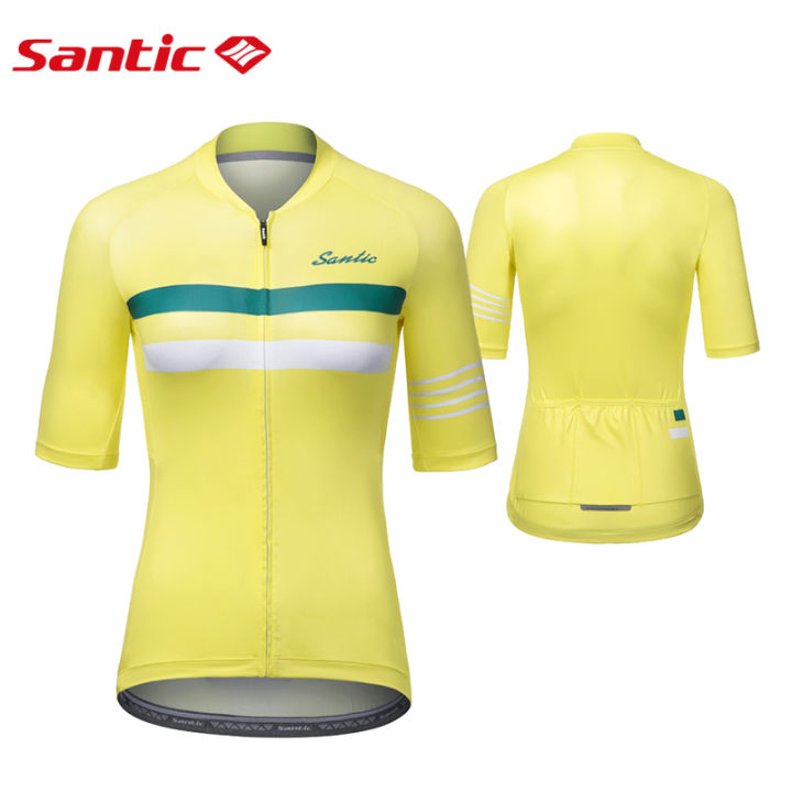 เสื้อขี่จักยาน-santic-สำหรับผู้หญิงเสื้อจักรยานเสือหมอบแขนสั้นมีซิปเสื้อกันลื่นสำหรับจักรยานเสือภูเขาฤดูร้อน