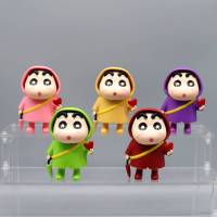 5pcs Crayon Shin-chan Action Figure Umbrellas Rainwear Heart Love Model Dolls Toys For Kids Gift For Girls