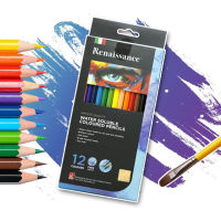 Renaissance ดินสอสีไม้ระบายน้ำ เรนาซองซ์ 12 แท่ง 12 สี(แถมฟรีพู่กันในเซ็ท) รุ่น ARTISTSQUALITY WATER SOLUBLE COLOURS PENCILS