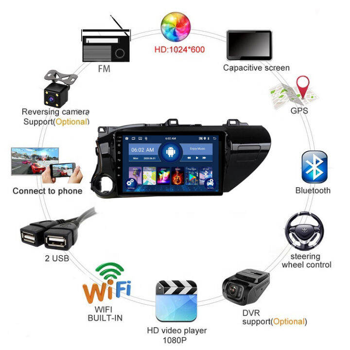 Astral 9inch Android 12 IPS Touch Screen Car Head Unit For Toyota Hilux 2016 2017 2018 2019 2020