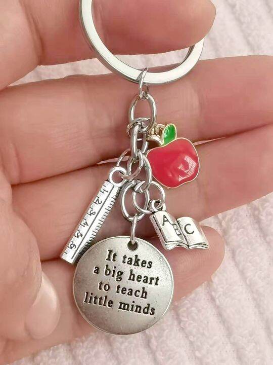 new-fashion-keychain-ruler-compass-pen-case-book-it-takes-a-big-heart-to-teachers-keychain-with-red-apple-key-chains