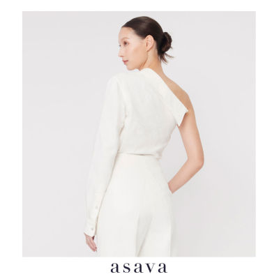 [asava ss23] Vanessa One-shoulder Blouse เสื้อผู้หญิง ไหล่เดียว แขนยาว ซิปข้าง