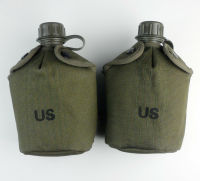 tomwang2012. A Pair Vietnam War US Army M1956 Canteen M1961 Water Bottle Cover Pouch Case SET MILITARY WAR REENACTMENTS