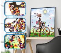 DIY 5D Diamond Painting Bicycle Girl Cross Stitch Kit Partial Special Shape Drill Rhinestone Embroidery Mosaic Crafts Home Decor