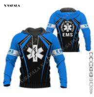 （ALL IN STOCK XZX）  Emergency Medical Service EMS 3D Printed Hoodies 03  (Free customized name logo for private chat, can be changed with or without zipper)