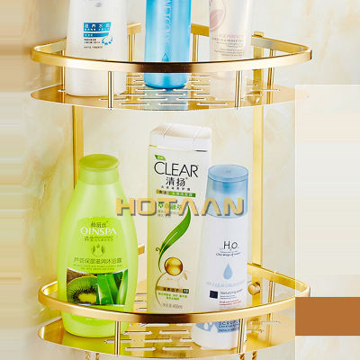 Free Shipping Wall Mounted Gold Color aluminum Bathroom Shower shampoo Shelf Basket Holder Fashion Double Layer YT-7026