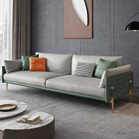 TATA HOME leather sofa  Italian modern minimalist living room leather sofa โซฟาหนังหรูหราน้ำหนักเบาห้องนั่งเล่นที่ทันสมัยเรียบง่ายในอิตาลีอพาร์ตเมนต์เล็ก ๆ แถวตรง nappa หนังโซฟา