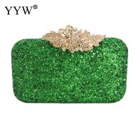 Green Evening Party Clutch Bag with Vivid Sequin Rhinestone Clasp Women Bridal Wedding Handbag Modern Chic bolso acrilico mujer