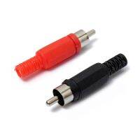 Solder RCA Jack Audio Video Connectors Plastic Handle Male Balck+Red Industrial Tools