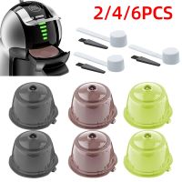 Reusable Coffee Filters Set Refillable Coffee Capsules Pods for Dolce Gusto Coffee Maker with Cleaning Brush and Spoon 2/4/6 PCS