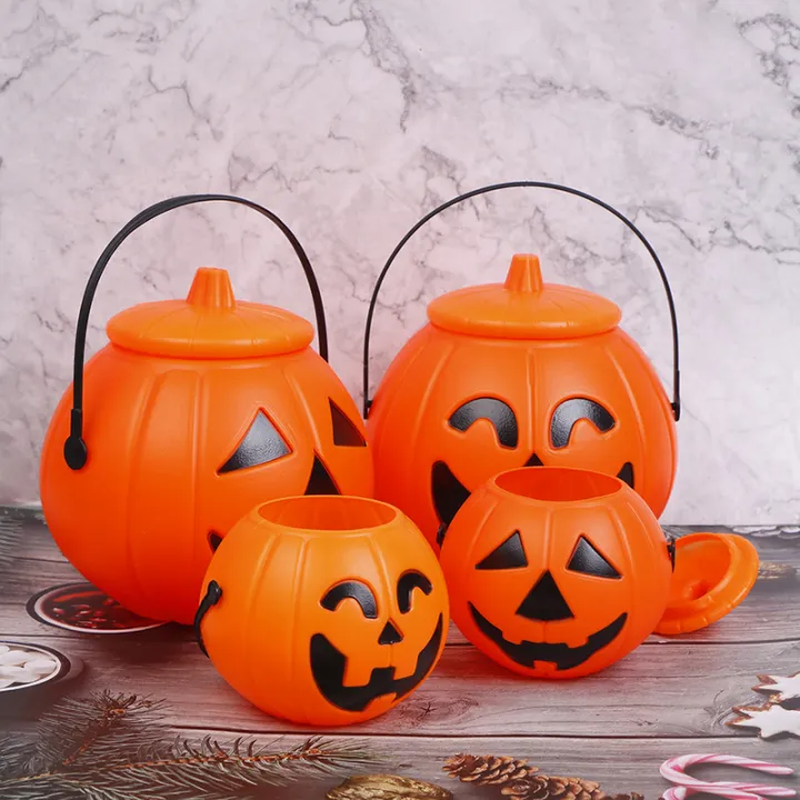 Halloween Party Props Plastic Pumpkin Bucket Decorate Halloween