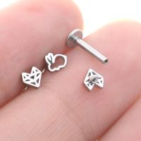 New 2Pcs 16G Bar Hollow Rabbit Earrings Heart Nose Stud Ear Piercing Helix Tragus Cartilage Conch Labret Lip Ring серьги Jewelry