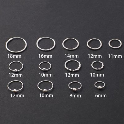 [MM75] Sterling Simple Ear Bone Hoop Earrings 6-18Mm Round Circle Earrings Hoops For Women Men