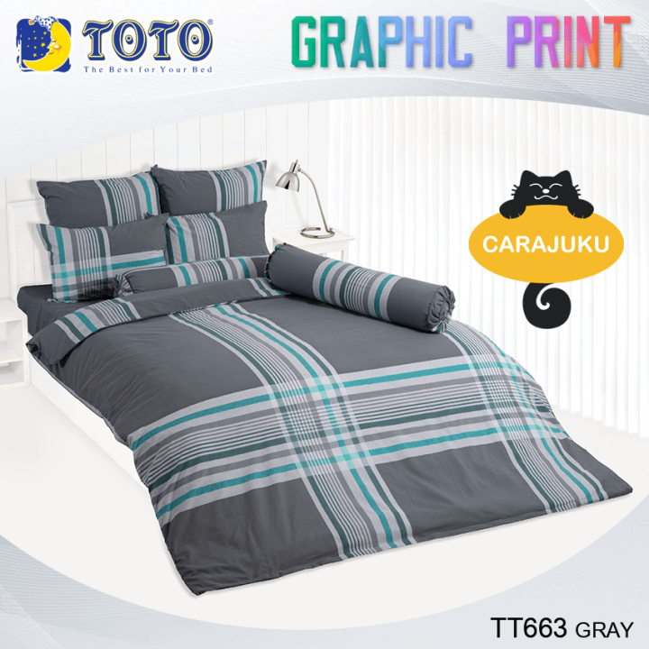 toto-ชุดประหยัด-ชุดผ้าปูที่นอน-ผ้านวม-ลายสก็อต-สีเทา-scottish-pattern-tt663-gray-สีเทา-โตโต้-3-5ฟุต-5ฟุต-6ฟุต-ผ้าปู-ผ้าปูที่นอน-ผ้านวม-กราฟฟิก