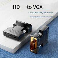 1080P Signal Output Converter with Audio Adapter Support HDMI-Compatible Female to VGA Male Convertor with Audio Cables