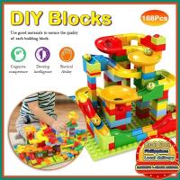 168PCS Building Blocks การก่อสร้างหินอ่อน Run Ball TRACK ของเล่นอิฐปริศนาการศึกษาของเล่น-Cailine