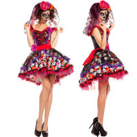 Carnival Halloween Corpse Bride Skull Skeleton Bone เครื่องแต่งกายเม็กซิกัน Day Of The Dead ชุดคอสเพลย์แฟนซีปาร์ตี้ Dress