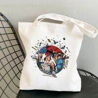 【ACD】   Totoro Studio Ghibli Tote Bag Women Spirited Away Canvas Bags Miyazaki Hayao Shopping Bags KiKi Anime Shoulder Bag Foldable 90S