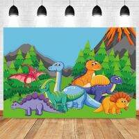 Desenhos Animados Do Dinosauro Animais Selvagens Fotografia Fundo Decoração Do Bebblerecém-Nascido Feliz Aniversário Festa Photocall สตูดิโอพื้นหลังยิง