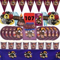 107Pcs Cartoon Magic Theme Birthday Party Decorations Kids Disposable Tableware Balloons Set Baby Shower Party Decor Supplies