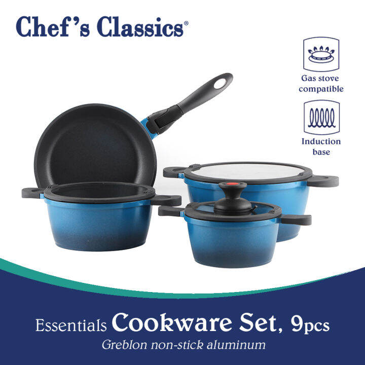 Chef's Classics Essentials NonStick Cookware Set, 9pcs Lazada PH