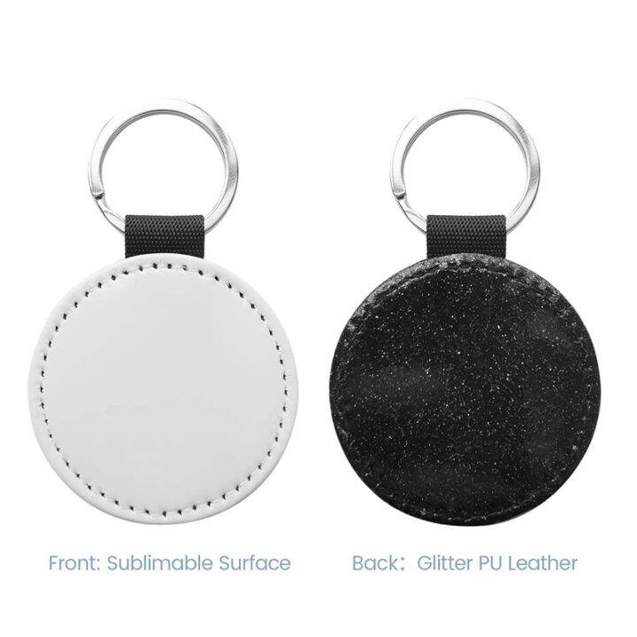 10-pack-sublimation-blanks-keychain-glitter-pu-leather-keychain-diy-heat-transfer-keyring