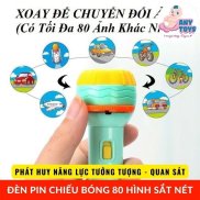 Đèn pin chiếu hình cho bé 80 hình 3d động vật, hình thú, pikachu, siêu nhân