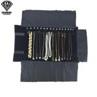 Portable Necklace Display Pouch Necklace Holder Jewelry Roll Bag Black Velvet Pendant Organizer Jewelry Storage Bag