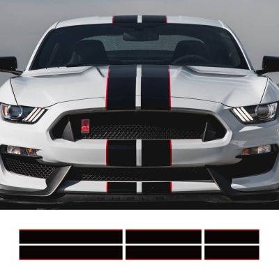 ❀❄❀ 3Pcs Car Stickers For Ford Mustang GT500 GT350 GT Graphics Stripes Kit Vinyl Tuning Cover Auto Hood Bonent Roof Tail Decor Decal