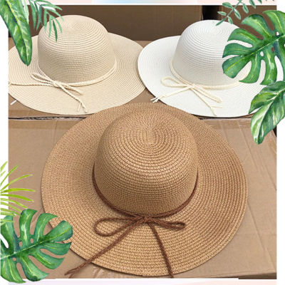 หมวกสานปีกกว้าง หมวกกันแดด หมวกแฟชั่นหญิง หมวกเที่ยวทะเล  หมวกจักสาน