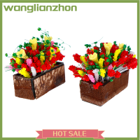 Wanglianzhon ดอกไม้หลากสีพืชบ้านตุ๊กตา1/12พร้อมอุปกรณ์ทำสวนกระถางไม้