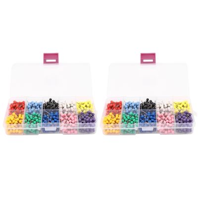❁ 2000 Pieces 1/8 Inch Map Push Pins Map Tacks with Round Heads and Steel Needle Points 10 Colors (Each Color 200 PCS)