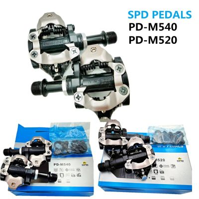 แป้นถีบจักรยานจักรยานเสือภูเขา PD-M540แป้นถีบ SPD ของแท้แป้นถีบจักรยาน M520 PD-MTB จักรยานคันเหยียบล็อคตัวเอง PD-M540/M520อุปกรณ์เสริมจักรยาน