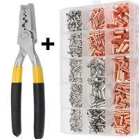 ❉ 970pcs Copper Connecting Pipe Wire Joint Small Copper Tube Terminal Cable Lug Bootlace Ferrule Kit with Crimping Plier