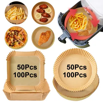 100Pcs Air Fryer Disposable Paper Liners+ 2Pcs Silicone Liners