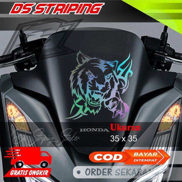 ct-48 Stiker Cutting Kepala Macan A Variasi Motor Mobil Sticker Timbul ...