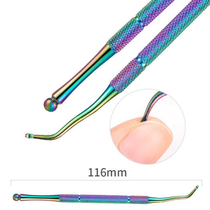 lusluking-11-style-rainbow-stainless-steel-nail-cuticle-pusher-tweezer-nail-art-files-uv-gel-polish-remove-manicure-care-groove-clean-tool