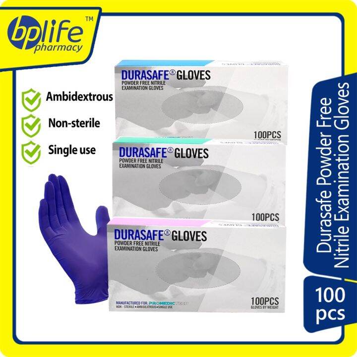 Durasafe Powder Free Nitrile Examination Gloves S/M/L 100s Lazada