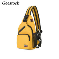 Geestock Chest Bag with Earphone Hole Women Samll Backpack Multi-Functional Handbag Female Crossbody Bag Belt Bag