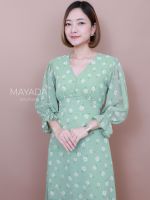 เดรสลายดอกแขนยาวสีเขียว BRAND MAYADA BOUTIQUE