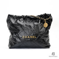 CHANEL TOTE 22 SMALL BLACK CALF GHW