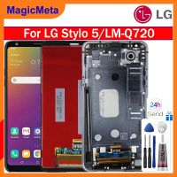 MagicMeta แผงสัมผัสหน้าจอ LCD หน้าจอดิจิตอลสำหรับ LG Stylo 5 LM-Q720จอแอลซีดีไอพีเอซของแท้ทดแทนพร้อมกรอบสำหรับ LG Stylo 5