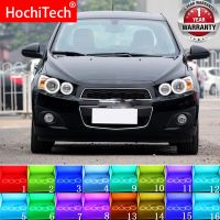 ไฟหน้า Rgb หลายสีแอลอีดีดวงตานางฟ้าแหวนเฮโล Drl Rf การควบคุมระยะไกลสำหรับ Chevrolet Aveo T300โซนิค2011 2014อุปกรณ์เสริม