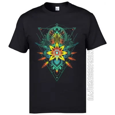 Mandala Flowers Printed Tshirt Buddhism Is Zen OM T-Shirts Mens High Quality Fashion Sweatshirt Cotton Tee Shirts Black