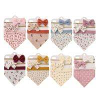 【CW】 Baby Cotton Bib and Headband Set Size Adjustable Saliva Bibs for Infant Boy