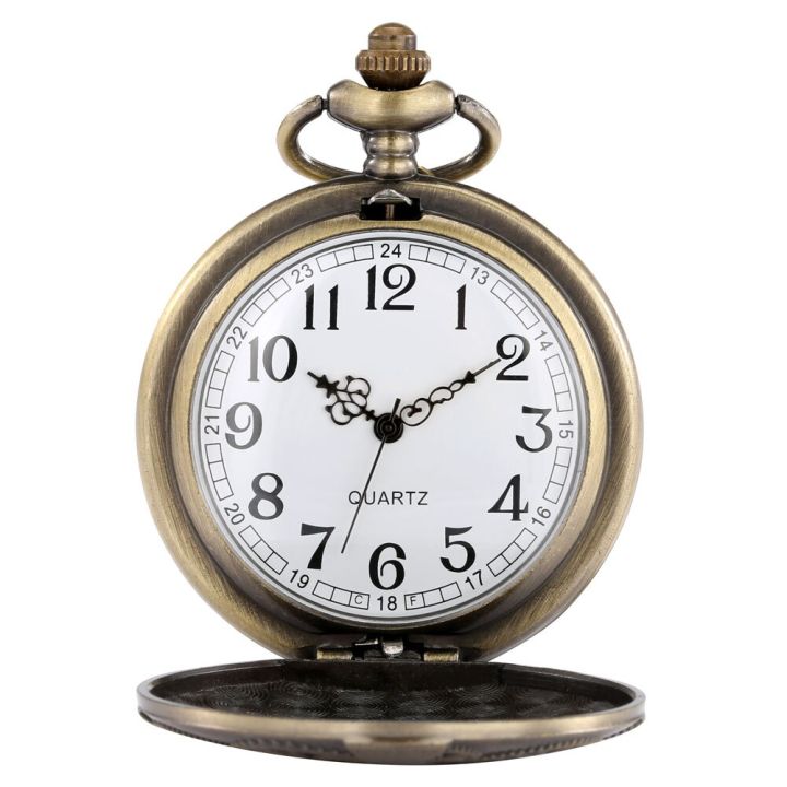 จี้สร้อยคอควอตซ์สำหรับผู้ชายและผู้หญิงสไตล์โบราณรูปเฟืองที่สวยงามนาฬิกาพกประติมากรรมที่ละเอียดอ่อน